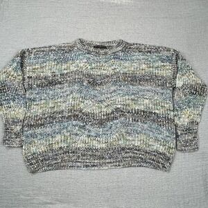 Peruvian Connection Cotton Sweater Colorful‎ Striped Boho Size L